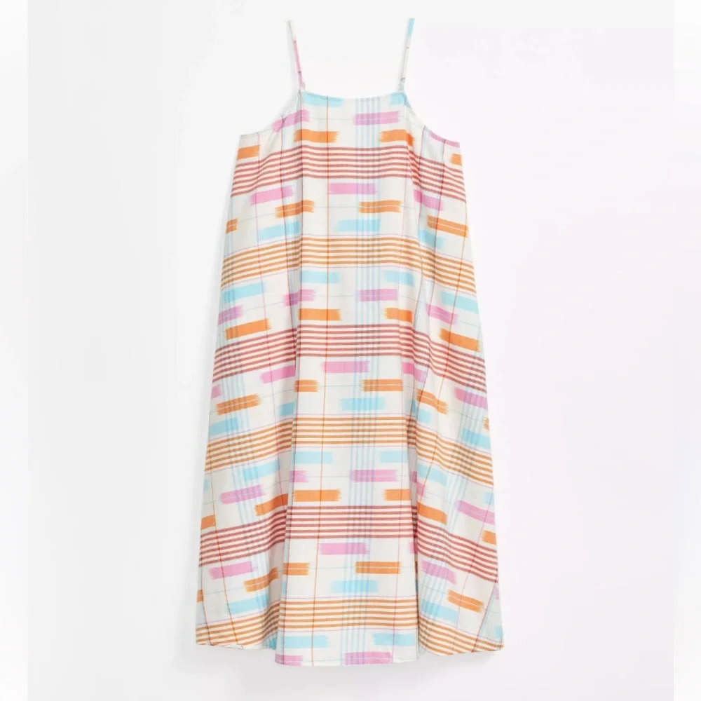 Lou Grey for LOFT Cream Red Ikat Stripe Pocket Midi Dress - 22321